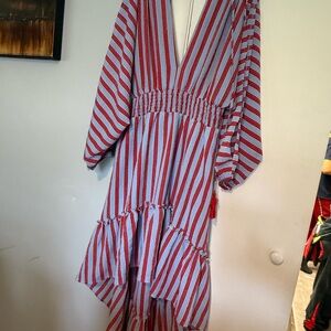 Lulu's Red and White Ruffled Tiered Sundress